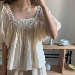 코제트 린넨 린넨블라우스 퍼프 블라우스