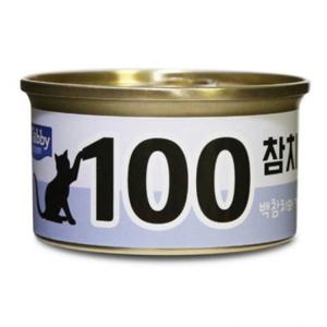 EAS 테비 고양이캔 100참치 백참치와 게 80g x 24개 1박스 간식캔 고양이 통조림
