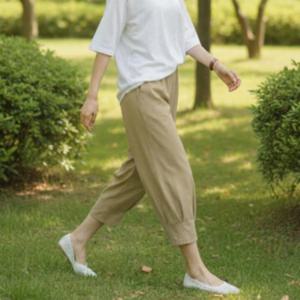 여름 린넨 바지 7부 벌룬 배기 커브드 쿨링 밴딩 팬츠