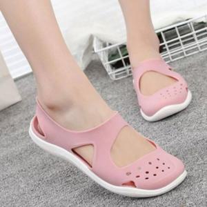 여성 물놀이 아쿠아 단화 PVC 펀칭 플랫 젤리 슈즈