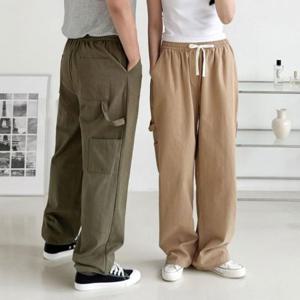 남녀공용 카펜더 카펜더팬츠 와이드 허리밴딩 바지 캐주얼 커플 면팬츠