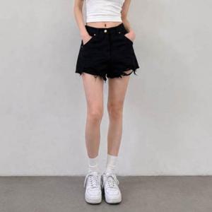 여성 빈티지 여성팬츠 워싱 밑단컷팅 찢청 하이웨이스트 캐주얼 숏바지