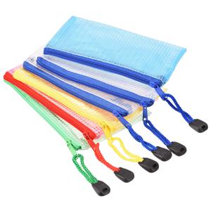 6Pcs A5/A6/B6/B8 메쉬 지퍼 주머니 문서 가방 방수 우편 파일 폴더 학교 사무용품 연필 케이스 보관 가방
