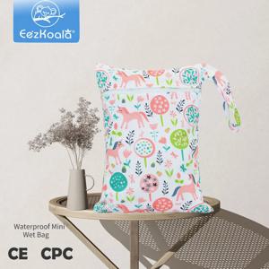 EezKoala 아기 기저귀 가방 미니 WetBags 18X25cm 지퍼 방수 습식 건식 기저귀 핸드백 여행 야외 유모차 운반 팩 보관
