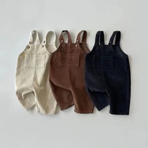가을 겨울 유아 아기 소년 소녀 솔리드 코듀로이 서스펜더 Romper Kids Playsuit 점프 슈트 옷