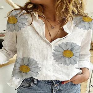 빈티지 코튼 린넨 블라우스 셔츠 탑 Blusa Feminina Roupas 긴 소매 여성 캐주얼 품질 봄 가을 셔츠 여성상의
