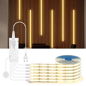 스마트 침투 가능한 목재 COB LED 스트립 터치 센서 빛 320Leds/m 따뜻한/중립 흰색 병렬 조명 주방 백라이트 조명