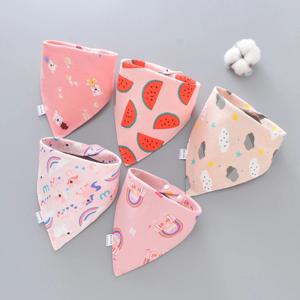 5pcs 순수 코 튼 두건 방수 Bibs 아기 타액 수건 삼각형 스카프 신생아 소년 소녀 흡수성 천 Bib 타액 스카프