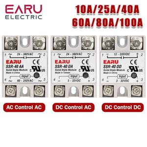 솔리드 스테이트 릴레이 단상 SSR-25DA SSR-40DA SSR-40AA SSR-40DD PID 온도 제어용 SSR 10/25/40/60/80/100A DD DA AA