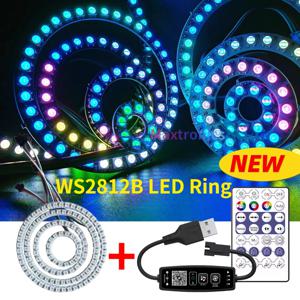 WS2812B RGB Led 링 키트, 개별 주소 지정 가능 및 USB 28 키 블루투스 음악 컨트롤러 또는 내장 8, 16, 24, 35/45 픽셀 램프