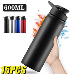 1-15PCS 휴대용 스테인레스 스틸 자전거 물병 스트레이트 야외 음주 스포츠 여행 주전자 금속 물병