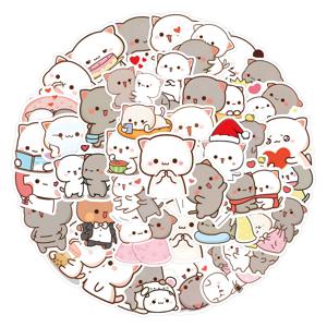 60PCS 복숭아 새끼 고양이 귀여운 만화 낙서 스티커 DIY 전화 기타 노트북 노트북 가방 컵 방수 스티커 어린이 장난감