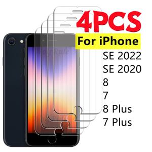 1/2/3/4Pcs iPhone SE 2022 유리 iPhone SE 2022 2020 7 8 Plus 유리 투명 투명 화면 보호기 iPhone SE 2022 유리