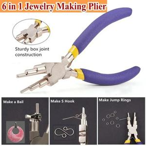6-in-1 탄소강 라운드 코 쥬얼리 펜치 보석 만들기 펜치 DIY 손 도구 금속 랍스터 버클 귀걸이 후크 6 섹션