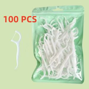 100PCS 치실 스틱, 딥 클리닝 치실, 구강 관리, 휴대용 일회용 위생 치실, 일일 여행
