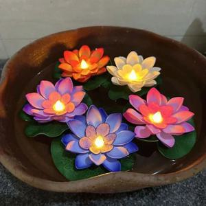 6PCS LED 여러 가지 빛깔의 로터스 센서 밤 램프 부동 WaterGlow 꽃 램프 정원 물고기 탱크 장식 축제 로터스 빛을 기원