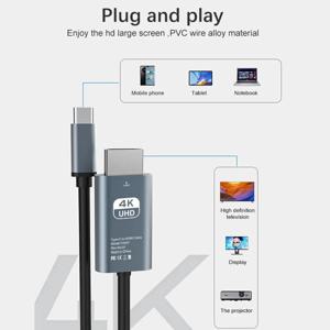 2M Type-C-HDTV 어댑터 케이블 4K 60Hz HD 비디오 동기화 코드 PVC 컴퓨터 노트북 모니터 프로젝터 스크린 출력 액세서리