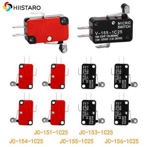 마이크로 리미트 스위치 긴 스트레이트 힌지 레버 암 롤러, SPDT 스냅 액션 단추, 1no 1nc V-151-1C25-V-156-1C25, 10 개