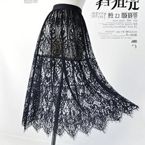 투명 섹시한 레이스 메쉬 스커트 탄성 높은 허리 블랙 화이트 Tulle 미니 스커트 여성 스커트 한국 패션 여성 스커트