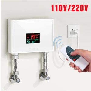 110V 220V 인스턴트 온수기 욕실 주방 벽 마운트 전기 온수기 LCD 온도 디스플레이 원격 제어