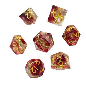링 레진 DND 주사위 세트 7개 다면체 주사위 (던전 앤 드래곤 테이블탑 RPG 게임용)