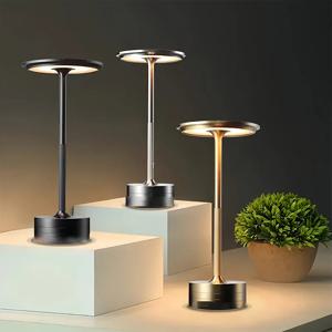 빈티지 메탈 LED 데스크 램프 터치 컨트롤 조절 가능한 밝기 충전식 휴대용 사무실 침실 거실 바 분위기 조명