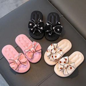 여름 어린이 슬리퍼 소녀 공주 미끄럼 방지 부드러운 단독 슬리퍼 유아 소녀 신발 나비 넥타이 슬리퍼 플립 플롭 야외