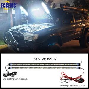 2 In 1 LED 자동차 언더 후드 조명 12V 범용 방수 슈퍼 밝은 흰색 라이트 스트립 작업 검사 키트는 모든 차량에 적합