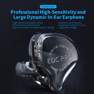KZ EDC PRO는 귀 교환 가능 케이블 유선 모션 소음 제거 헤드폰의 고품질 동적 HIFI를 업그레이드했습니다.