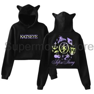 Kpop Katseye Soft is Strong 후드티 2025 아름다운 카오스 투어 고양이 귀 후드 스웨트셔츠 긴 소매 크롭 탑 여성 의류
