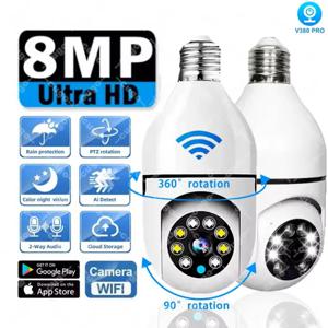 8MP E27 전구형 감시 카메라 와이파이 IP PTZ CCTV 카메라 10배 줌 컬러 야간 투시 인체 추적 보안 베이비 모니터 카메라