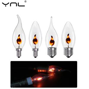 10 개/몫 E27 E14 LED 불꽃 촛불 빛 에디슨 전구 AC 220V 230V 3W 레트로 빈티지 화재 램프 Led 필 라 멘 트 램프 장식 조명