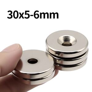 30x5-6mm 초강력 네오디뮴 자석 N35 NdfeB 영구 자석 구멍이 있는 강력한 자석 냉장고용