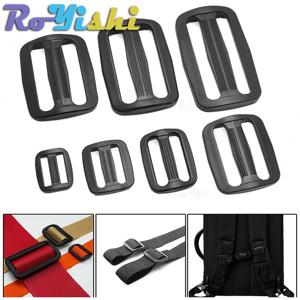 5-100개/팩 RoYishi 15-50mm 웨빙 플라스틱 커브 슬라이더 트라이 글라이드 조절 트라이 링 버클 백팩 스트랩 블랙