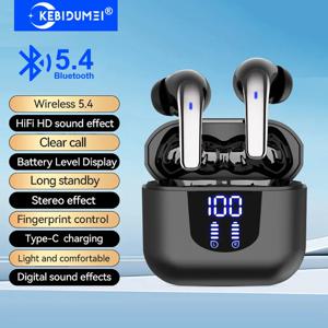 KEBIDUMEI 블루투스 5.4 이어폰 무선 헤드폰 HiFi 스테레오 소음 감소 인이어 이어버드 디지털 디스플레이 게임용 헤드셋 Bluetooth 5.4 Earphones Wireless Headphones HiFi Stereo Noise Reduction in-ear Earbuds Digital Display Gaming Headsets