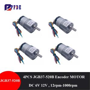 4pcs JGB37-520 인코더 37mm 기어박스 6V/12V 전기 마이크로 DC 기어 모터 DIY 스마트 자동차 기어 모터 속도 측정