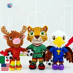 2026 축구 마스코트 장난감 부드러운 봉제 인형 레오파드 무스 팬더 독수리 스타일 스포츠 테마 어린이 선물 도매 축구 인형