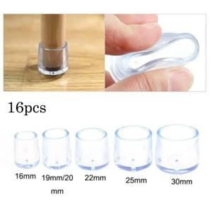 16Pcs 16/19/22/25/30mm 의자 다리 캡 고무 발 보호대 패드 미끄럼 방지 투명 테이블 커버 가구 레벨링 피트 장식