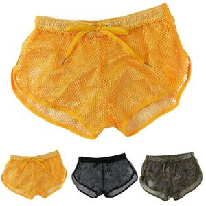 루즈핏 남성 아로 쇼츠 메쉬 팬티 시스루 통기성 속옷 섹시 홈웨어 팬츠