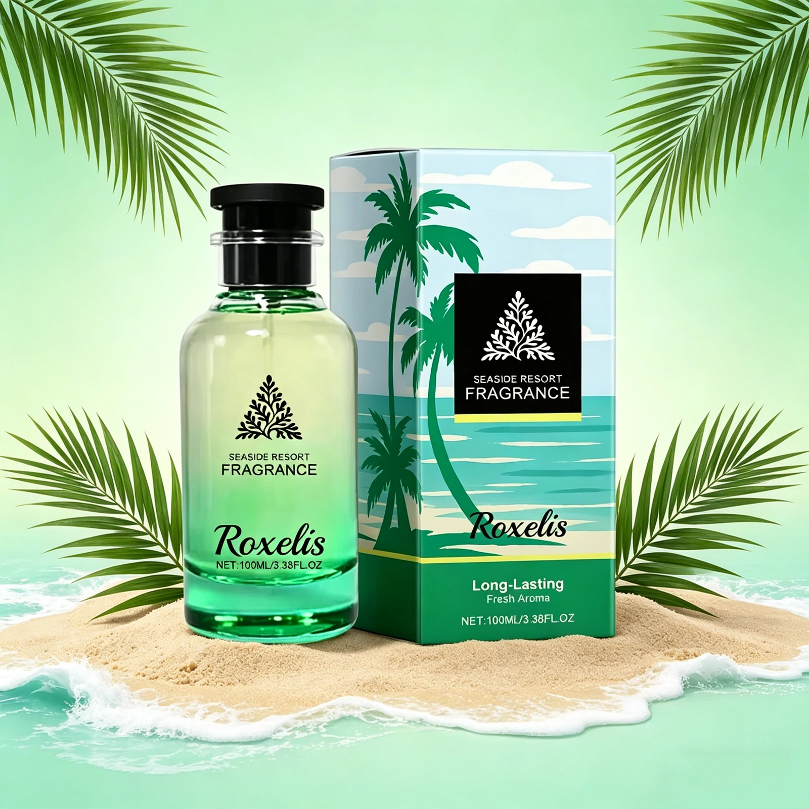 록셀리스 100ml 씨사이드 리조트 향수, 내추럴 향, 가볍고 지속력 좋은 향, 레이어드 향, 매력적인 향, 데일리 휴대용 향수
