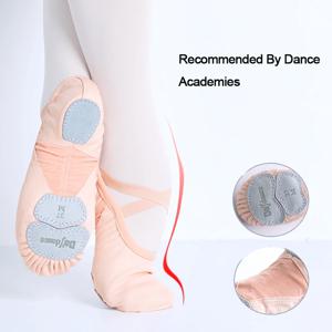 여성용 발레 슈즈 댄스 슈즈, 댄스 아카데미, 3 개의 부드러운 스플릿 솔, 스트레치 원단 메쉬 스플라이스 댄스 슬리퍼