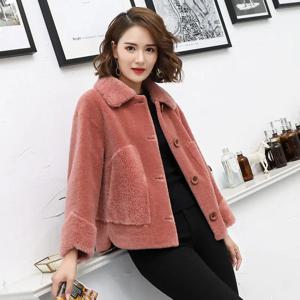 진짜 모피 양피 코트, 여성 겨울 정품 울 코트, 여성 턴 다운 칼라, 따뜻한 양털 깎기 재킷, 아우터 코트