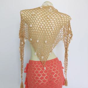 여성 삼각형 목도리와 조개 섹시한 비키니 커버 선 스크린 그물 스커트 메쉬 튜닉 Pareo Beachwear