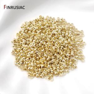 200개/세트 2/2.5mm 18K 금도금 볼 크림프 엔드 비즈, 쥬얼리용 램프, DIY 쥬얼리 제작용 스토퍼 스페이서 비즈