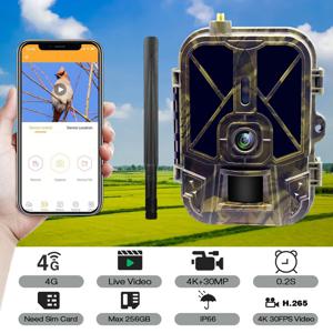 4K 라이브 스트림 트레일 카메라 4G 30MP 앱 클라우드 서비스 사냥 카메라 8000mAh 리튬 배터리 야간 투시 사진 트랩 HC940PROLI