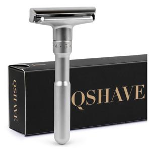 QSHAVE 조정 가능한 안전 면도기 더블 에지 클래식 남성 면도 온도에서 공격적인 1-6 파일 제모 면도기 5개 블레이드 포함
