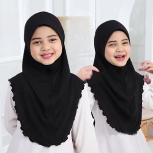 H120a 큰 여자 일반 hijab 모자 이슬람 스카프 이슬람 머리 스카프 모자 amira headwrap 아름다운 10 년 소녀 스카프를 당겨