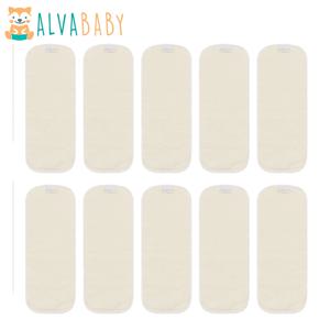 (10 개/몫) ALVABABY 대마 삽입 재사용 가능한 천 기저귀 삽입 세척 가능 4 레이어 대마 기저귀 삽입 (버전 2.0)