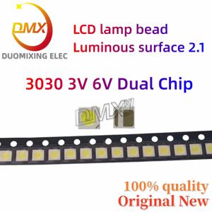 LCD 하이 퀄리티 TV 백라이트 LED 램프 비드 3030, 차가운 흰색 듀얼 칩, 발광 표면 2.1, 3V, 2W, 6V, 100-1000PCs/로트