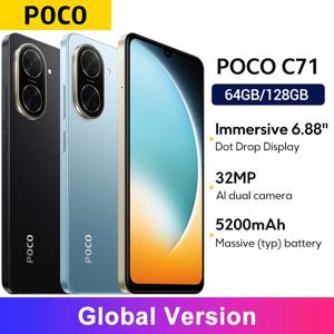 글로벌 버전 포코 C71 유니소크 T7250 프로세서 32MP AI 듀얼 카메라 몰입형 6.88인치 디스플레이 15W 고속 충전 AI 얼굴 인식 잠금 해제